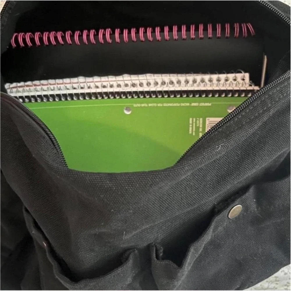 Unisex Canvas Crossbody / Messenger Bag - Large Capacity - Black - New